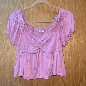 Smocked babydoll crop top